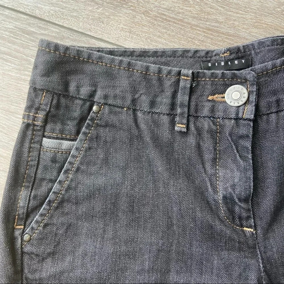 Sisley Black Washed Cuffed Jean Shorts  6” - Picture 4 of 10